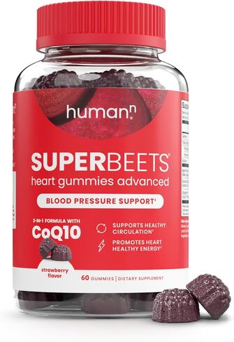 humanN SuperBeets Heart Gummies - Beet Gummies with Heart-Healthy Energy Support, Grape Seed Extract & Beet Root Powder, Sugar Free - Pomegranate Berry Flavor, 120 Count in Saudi Arabia