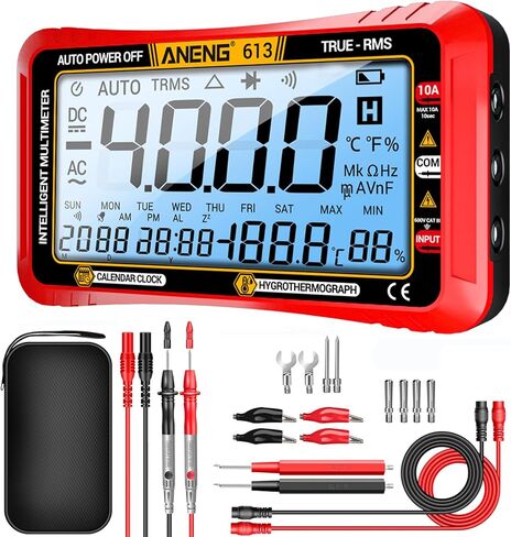ANENG Multimeter,4000 Counts Voltage Tester,Auto-Ranging TRMS Volt Meter,Digital Multimeter Tester Measures AC/DC Current,Voltage,Diode,Resistance,Continuity,Capacitance,Temperature(Red) in Kuwait