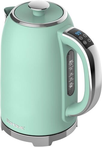 Electric Kettle, 1.7L/1500W, Stainless Steel, Digital Touch Panel, Keep Warm Function, Auto Shutoff, BPA-Free, Hot Water Kettle for Coffee & Tea, No Plastic Contact with Water (Light Green) in Saudi Arabia