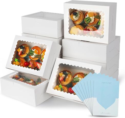 24pack Bakery cookie boxes with window,Cupcake boxes, candy special food box.Food box Treat Boxes for Pies, Muffins, Donuts and Pastries.Christmas.Baked goods packaging,Paper boxes for gifts. in Saudi Arabia
