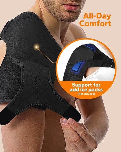 Komoko Shoulder Brace, Rotator Cuff Support Brace and Arm Sling for Pain Relief, Shoulder Compression Sleeve for Preventing Strains and Dislocation, Adjustable Fits Left and Right Arm, Men & Women in Saudi Arabia