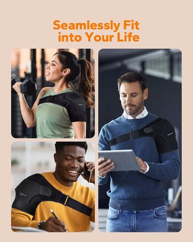 Komoko Shoulder Brace, Rotator Cuff Support Brace and Arm Sling for Pain Relief, Shoulder Compression Sleeve for Preventing Strains and Dislocation, Adjustable Fits Left and Right Arm, Men & Women in Saudi Arabia