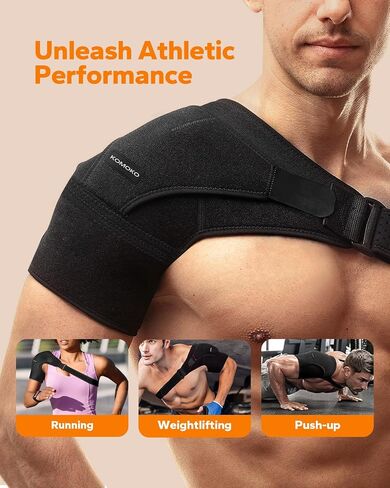 Komoko Shoulder Brace, Rotator Cuff Support Brace and Arm Sling for Pain Relief, Shoulder Compression Sleeve for Preventing Strains and Dislocation, Adjustable Fits Left and Right Arm, Men & Women in Saudi Arabia