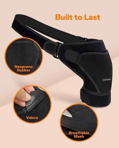 Komoko Shoulder Brace, Rotator Cuff Support Brace and Arm Sling for Pain Relief, Shoulder Compression Sleeve for Preventing Strains and Dislocation, Adjustable Fits Left and Right Arm, Men & Women in Saudi Arabia