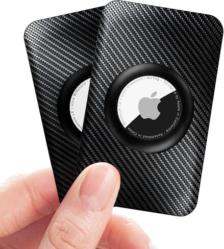 for Apple Airtag Wallet Holder 2 Pack, Ultra Thin Insert Card Case for Apple Air Tag, Carbon Fiber Airtag Card Holder for for Purse, Backpack Wallet, Handbag, Clutch Bag - Black in Saudi Arabia