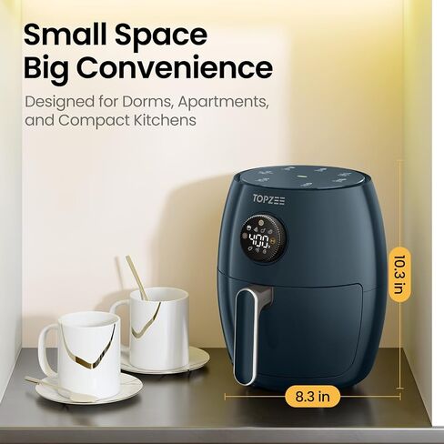 Small Compact Air Fryer, 2.1QT, 4-in-1 Small Mini Airfryer, Bake, Roast, Reheat, 98% Less Oil, Adjustable Temperature Control w/ 60min Timer, Quiet, Nonstick & Dishwasher Safe, BPA-Free, Grey in Saudi Arabia