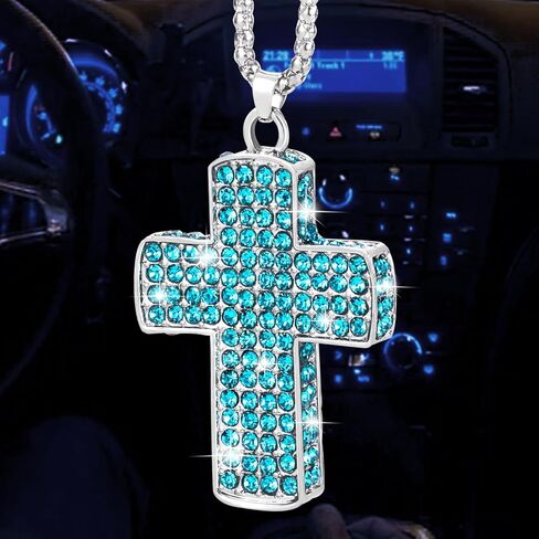 PAGOW Bling اكسسوارات السيارات للنساء، ديكور السيارة على الوجهين، كريستال الماس المعدني المتقاطع للسيارة، قلادة مرآة الرؤية الخلفية للسيارات، ديكور داخلي لطيف للسيارة، اكسسوارات السيارات للنساء in Saudi Arabia