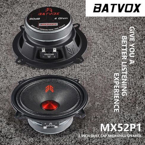 MX65E2 Midrange Loudspeaker 6.5" Red Bullet, 480W Max, 4 Ohms, Premium Quality Audio Door Speakers for Car or Truck Stereo Sound System, Black (2 Speaker) in Kuwait