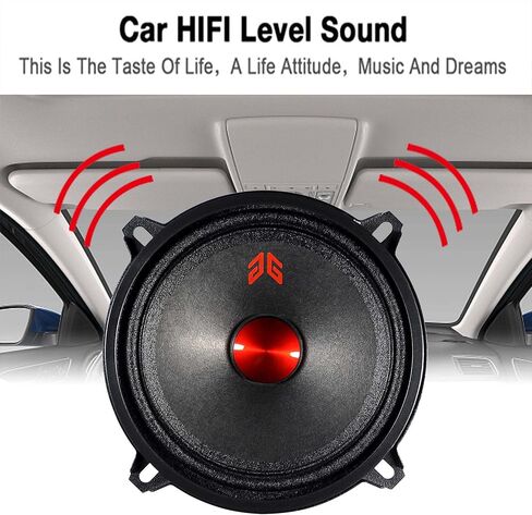 MX65E2 Midrange Loudspeaker 6.5" Red Bullet, 480W Max, 4 Ohms, Premium Quality Audio Door Speakers for Car or Truck Stereo Sound System, Black (2 Speaker) in Kuwait