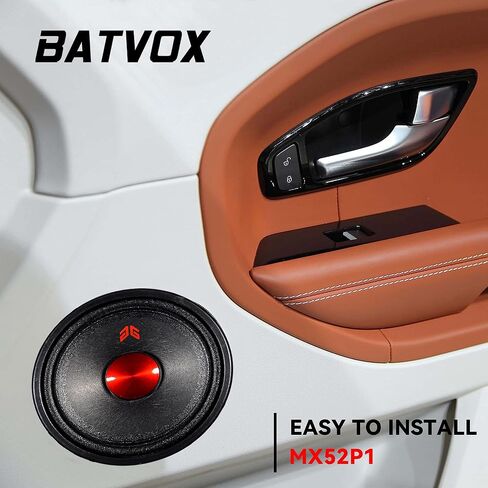 MX65E2 Midrange Loudspeaker 6.5" Red Bullet, 480W Max, 4 Ohms, Premium Quality Audio Door Speakers for Car or Truck Stereo Sound System, Black (2 Speaker) in Kuwait