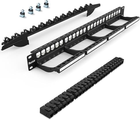 Patch Panel 24 Port Blank Keystone Jack Front Cable Rack Smart Cable Management for 19 inch Rack Mount (Blank Patch Panel) in Kuwait