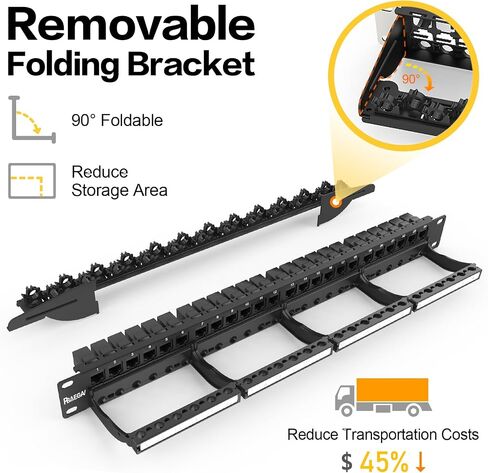 Patch Panel 24 Port Blank Keystone Jack Front Cable Rack Smart Cable Management for 19 inch Rack Mount (Blank Patch Panel) in Kuwait
