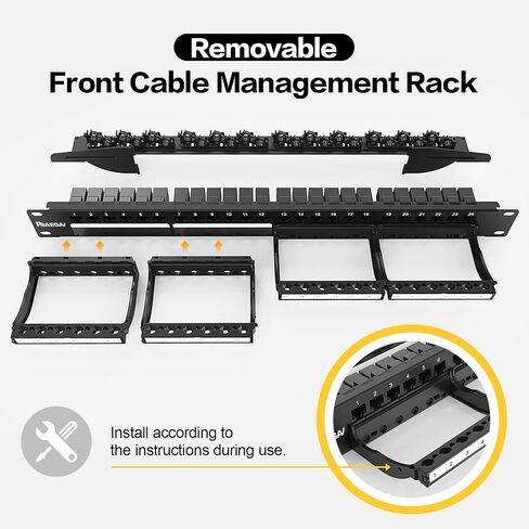 Patch Panel 24 Port Blank Keystone Jack Front Cable Rack Smart Cable Management for 19 inch Rack Mount (Blank Patch Panel) in Kuwait