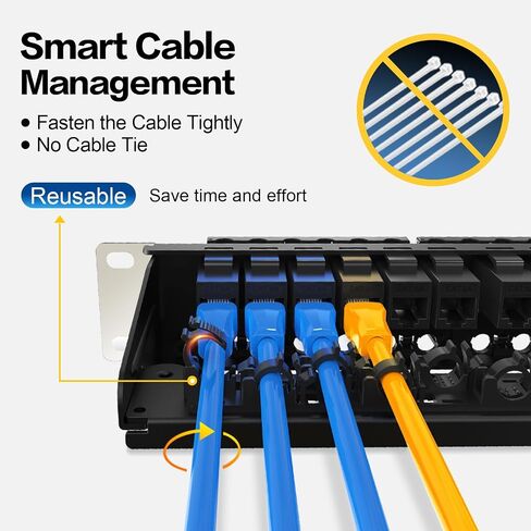 Patch Panel 24 Port Blank Keystone Jack Front Cable Rack Smart Cable Management for 19 inch Rack Mount (Blank Patch Panel) in Kuwait