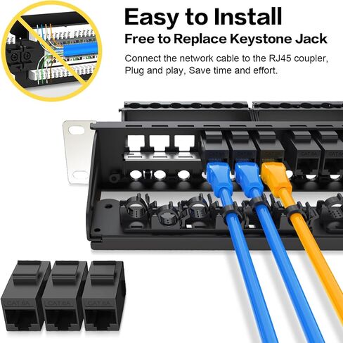 Patch Panel 24 Port Blank Keystone Jack Front Cable Rack Smart Cable Management for 19 inch Rack Mount (Blank Patch Panel) in Kuwait