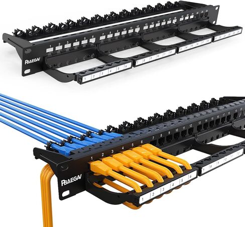 Patch Panel 24 Port Blank Keystone Jack Front Cable Rack Smart Cable Management for 19 inch Rack Mount (Blank Patch Panel) in Kuwait