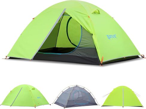 2/3 Person Camping Tent Backpacking Lightweight Tent Waterproof Windproof Aluminum Pole Two Doors Double Layer Easy Setup Portable for Outdoor Camping Hiking Beach Travel in Saudi Arabia