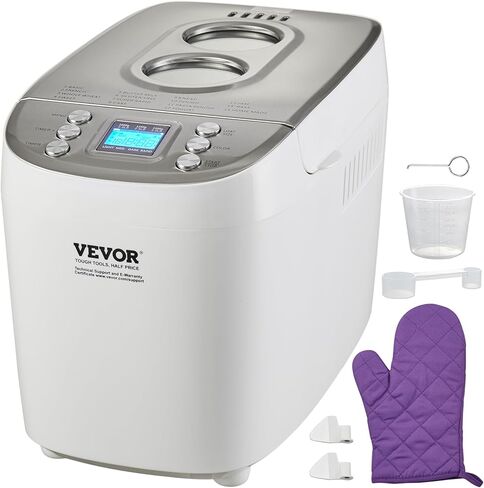 VEVOR Bread Maker, 19-in-1 2LB Dough Machine, Nonstick Ceramic Pan Automatic Breadmaker with Gluten Free Setting, Whole Wheat Bread Making, Digital, Programmable, 3 Loaf Sizes, 3 Crust Colors in Saudi Arabia