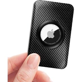 for Apple Airtag Wallet Holder 2 Pack, Ultra Thin Insert Card Case for Apple Air Tag, Carbon Fiber Airtag Card Holder for for Purse, Backpack Wallet, Handbag, Clutch Bag - Black