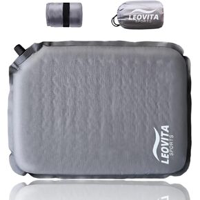 Inflatable Seat Cushion Lightweight Self-Inflating Memory Foam Cushion for Stadium Camping Bleachers Airplane Travel Waterproof Portable Blow Up,Gray
