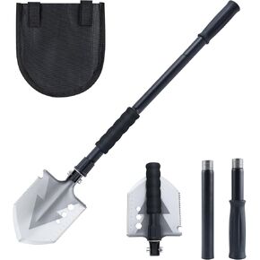 Folding Multifunctional Shovel, 29 inch Outdoor Shovel with 3 Extension Handle for Digging, Camping, Garden