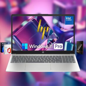 HP 15.6" FHD Student and Business Laptop, 32GB RAM 1.25TB SSD(1TB Internal SSD+256GB Portable SSD), Lifetime Microsoft Office,Intel Core i5 Processor, Windows 11 Pro, Bluetooth, Type-C, Silver