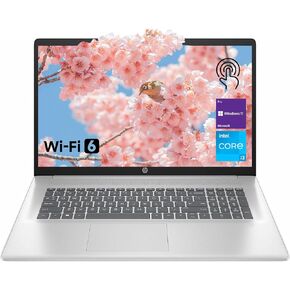 HP High-Performance 17.3" Laptop, 17.3" HD+ Touchscreen, 8-Cores Intel i3-N305, 32GB RAM, 128GB eMMC + 1TB PCIe SSD, Webcam, HDMI, Numeric Keypad, Wi-Fi 6, Windows 11 Pro, Silver