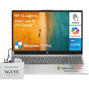 HP 2025 15.6 Laptop Touchscreen Computer, Intel 10-Core i5, Touch Screen Laptop 15 Inch, 64GB RAM 2.5TB Storage (2TB SSD+512GB Docking Set), Windows 11 Pro Lifetime Office, 10-Key Number Pad