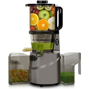MightyIsle Large Mouth Cold Press Juicer Machine - Juice Extractor Maker w/Sorbet Attachment, 5.4" Wide Feed Chute - Compact Masticating Juicing, Easy to Clean Juicer Machines for Vegetable and Fruit