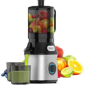Cold Press Juicer, Juicers Machines with 5.5" Wide Feed Chute Fit Whole Fruit and Vegetable, 300W Slow Masticating Juicers, High Juice Yield, Easy to Clean