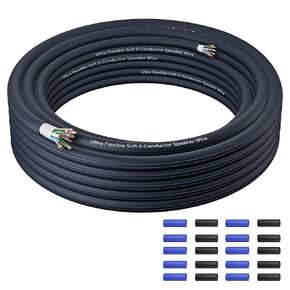 9 Conductor Speaker Wire 20 FT, 18 Gauge CCA Stranded Cable, 18AWG 4-Channel Speaker Wire and Remote Wire for Car Audio Systems, Ultra-Flex and Easy Peel Jacket, Blue