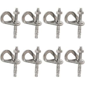 Climbing Anchor Bolt 8 Set, Stainless Steel Bolt Hanger Climbing Hanger Bolts 25KN Heavy Duty Climbing Anchor Hangers for 3/8" Bolt for Home Gyms, Hammocks, Trailer Tie-Downs, Weight 2500KG