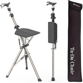 Ta-Da Chair Series 1 Pro, Portable Trekking Hiking Pole, Folding Walking Stick with Seat, Walking Cane with Chair, Foldable Chair, Lightweight Aluminum, Easy Carry and Storage, Anti-Slip