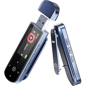 RUIZU 64GB USB MP3 Player with Bluetooth 5.3, Clip Jam Portable Music Player for Sports Running, USB MP3 Player Stick with FM Radio, Voice Recorder, Digital Audio Shuffle Repeat, Phone File Transfer