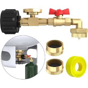 Upgrade QCC1 Propane Refill Elbow Adapter with Propane Tank Gauge 90 Degree Propane Refill Pressure Adapter with ON/Off Control Valve for Camping Grill 1LB Bottle Refilled Gas from 5~40 LBS Cylinder