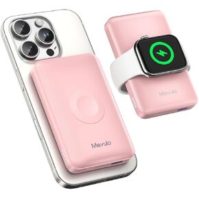2 in 1 Wireless Portable Charger for iPhone and Apple Watch 12000mAh Magnetic Power Bank 20W USB C Fast Charging for iPhone 16 15 14 13 12 Series Travel Charger for iWatch S10/ Ultra 2/SE