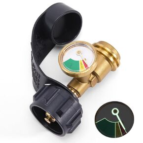 Propane Tank Gauge, QCC1/Type1 Propane Level Indicator Connector, Leak Detector Gas Pressure Meter, Gas Adapter Universal for BBQ Gas Grill, Griddle, Camp Stove, Gas Pizza Oven, Fire Pit, RV Camper
