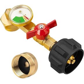 BESTFIRE Propane Refill Adapter with Valve and Gauge, Fill 1lb Bottles from 20lb Propane Tank and 1 lb Throwaway Disposable Cylinder Propane Bottle Connector Fits QCC1/Type 1 Propane Tank