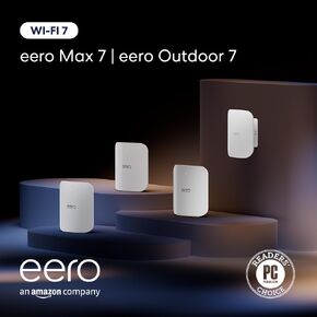 Amazon Eero Max 7 (3 عبوات) مع نظام شبكة WiFi Amazon Eero Outdoor 7 (1 pack)