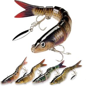 Fishing Lures with Spinner Baits Blades for Topwater, Swimbait for Trout and Bass Slow Sinking, 5pcs Fishing Hard Baits