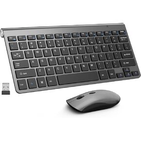 Wireless Keyboard and Mouse Combo, Mini Cordless Computer Keyboard and Mouse Set 2.4GHz, Adjustable 2400DPI, Quiet Click,No Delay for Computers, Laptop, PC, Chrome OS, Mac, Windows - Grey