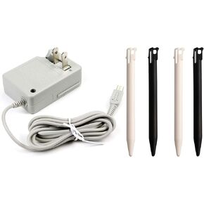 3DS Charger Bundle, 1 Pack Charger and 4 Pack Stylus Pen for Nintendo 3DS