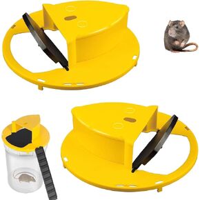 Mouse Trap Bucket, Multi-Catch, Auto-Reset Bucket Lid Mouse Trap, Humane or Lethal, Flip Lid Mouse Traps Auto Reset, Indoor Outdoor, 5 Gallon Bucket Compatible (Without Barrel) (2 PCS)