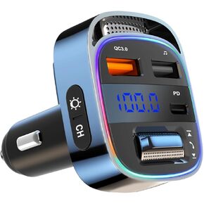 Bluetooth 5.4 FM Transmitter Car Adapter, 54W PD & QC3.0 USB Charger, Handsfree Calling Wireless Radio Receiver, Bluetooth Adapter for Car Music Player, Support USB Drive