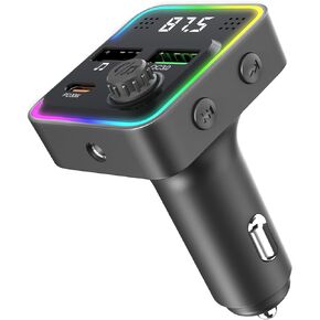 Bluetooth FM Transmitter for Car - Bluetooth Car Adapter with Type-C PD(30W) Charger, Dual QC3.0 USB Port, Aux Port - Support Handsfree Calling, 7 Colors Backlight, U Disk, MP3 Player