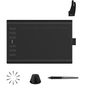 Huion Inspiroy H1060P Graphics Drawing Tablet with Digital Pen PW100 and 1 PCS Black Gloves, OTG Adapters Included