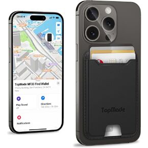 TopMade for MagSafe Wallet with Finder Tracker Works with Apple Find My App, Magnetic Wallet with GPS Tracker Card Holder for iPhone 16 15/14/13/12 Leather RFID Bloking Fit 4 Cards, Midnight Black in Kuwait