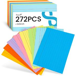 Koogel Colorful Index Cards, 272PCS Flash Cards Ruled Notecards Study Cards for Learning Note Taking To Do List