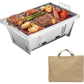 Portable Charcoal Grill, Camping Charcoal Grill for IGT Table, Folding Barbecue Grill, Outdoor Tabletop BBQ Grill,Backpacking BBQ Grill with Carry Bag, for Outdoor Cooking Picnics Beach
