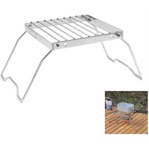 Folding Campfire Grill Portable Mini Grate Camping Cookware Pots Stand Bracket for Windproof Camp Gas Stove Camping Fire Split Solid Fuel Alcohol Spirit Burner Outdoor Backpacking Hiking Picnic